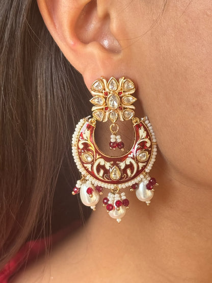Meenakari Polki Earrings