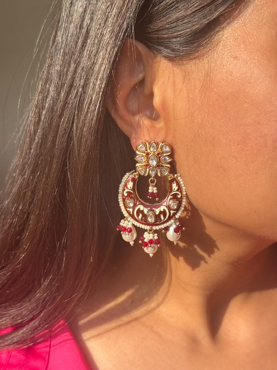 Meenakari Polki Earrings