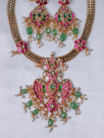 Nandini Peacock Jadua Kundan Necklace Set