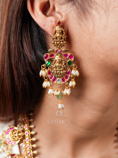 Long Jadau Kundan Haram Necklace Set