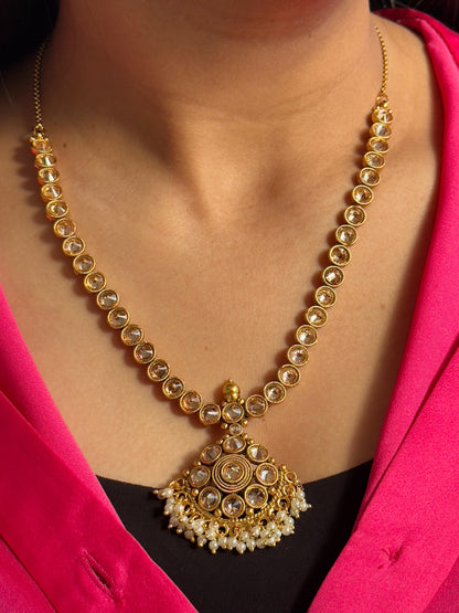 Sara Gold-Plated Reverse AD Necklace Set