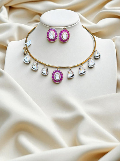 Ira Ruby Moissanite Hasli Necklace Set