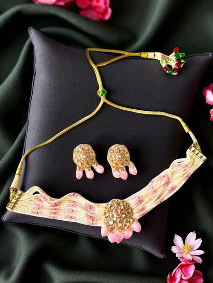Blushing Maharani Kundan Polki CZ Choker Set